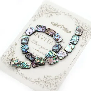 Iridescent rectangular abalone shell beads strand for DIY handmade jewelry bracelets