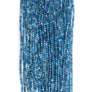 Perline Rotonde Sfaccettate in Apatite Blu Naturale per Creazione Gioielli Fai da Te Braccialetti Collane Piccole Pietre Sfuse