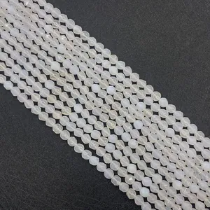 Faceted white agate beads for DIY jewelry making with translucent polished finish