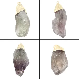 Natural Raw Stone Irregular Crystal Point Pendants Electroplated Copper Cap DIY Jewelry Making Charms For Men Women