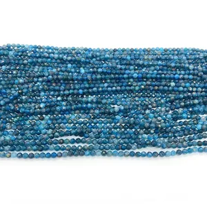 Perline rotonde sfaccettate in apatite blu naturale per la creazione di gioielli DIY