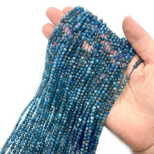 Perline sfaccettate in apatite blu naturale per gioielli fai-da-te in più fili