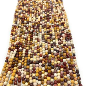 Natural faceted Mookaite stone beads in Earthy tones for DIY jewelry making