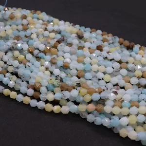 Macro shot of faceted natural Amazonite beads for DIY jewelry making