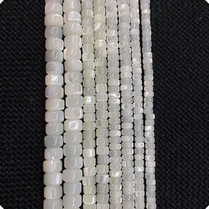 Perline di Conchiglia Naturale d'Acqua Dolce Iridescenti Bianche Cilindro Tubo Perline Distanziatrici Sciolte per DIY Gioielli