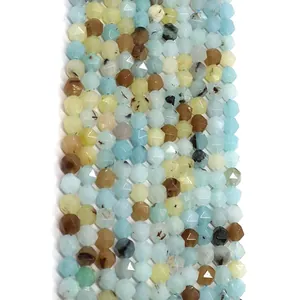 Natural Faceted Amazonite Round Loose Beads For DIY Jewelry Making Accessories Multi Color Stone Beads For Bracelets Necklaces