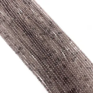 Perles rondes en quartz fumé facetté 2-4mm pour bijoux DIY et accessoires faits main