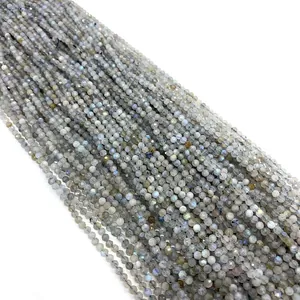 Faceted natural labradorite gemstone beads with blue flash for DIY jewelry making