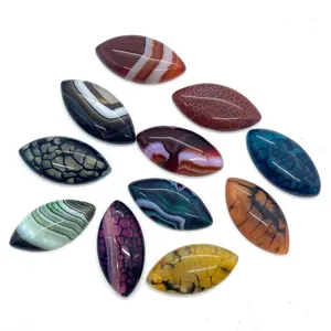 Marquise cut natural dragon vein agate stones in various vibrant colors for DIY jewelry