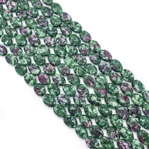 Natural oval ruby in zoisite loose beads for DIY jewelry making and necklaces