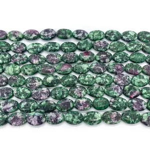 Perle ovali naturali in rubino zoisite per collane fai-da-te, pietre dure da 13x18mm