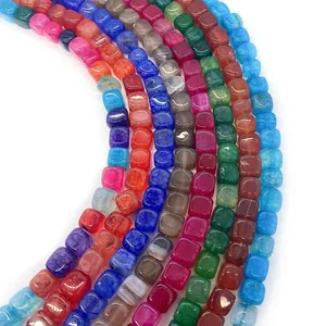 Kleurrijke kubusvormige drakenader agaat kralen voor DIY sieraden maken
