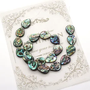 Exquisite leaf-shaped abalone shell beads with natural iridescent colors for DIY jewelry