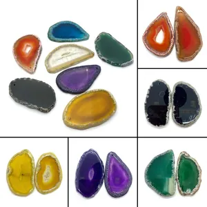 Natuurlijke Agaat Schijfhangers Onregelmatige Steen Geode Schijven Met Voorgeboord Gat Voor DIY Sieraden Maken Benodigdheden