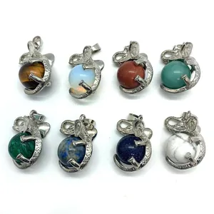 Elephant shaped natural gemstone pendants in diverse stones with silver metal frames