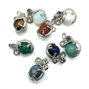 Elephant shaped gemstone pendants set with diverse polished natural stone beads