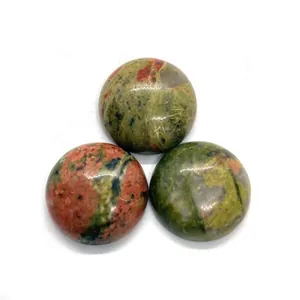 Trois pierres naturelles d'unakite polies rondes pour accessoires de bijoux DIY