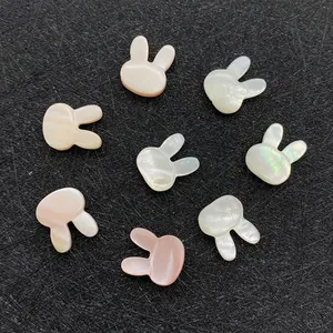 Iridescent 10x12mm bunny head shell beads for DIY jewelry making in multiple colors