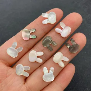 Handcrafted 10x12mm natural shell rabbit beads with iridescent pearl luster for DIY jewelry