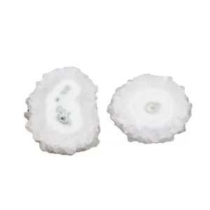 Natural white solar quartz slices with radiating crystal patterns for DIY jewelry making
