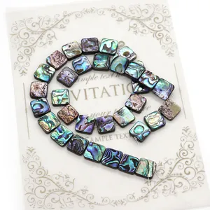 Natural iridescent abalone shell square loose beads for DIY jewelry making accessories