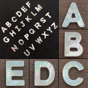 Natural White Mother Of Pearl Alphabet Letter Beads Initial Sea Shell Loose Beads For Jewelry Making Necklace Accessories