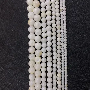 Natuurlijke Zoetwaterschelp Ronde Losse Kralen Gepolijst Wit Schelp Parelglans Kralen Voor DIY Sieraden Maken Accessoires