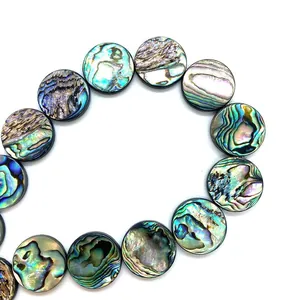 Perles rondes en nacre d'abalone naturelle avec reflets irisés pour création bijoux