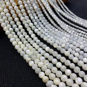 Perline tonde in madreperla bianca naturale di varie dimensioni per gioielli DIY