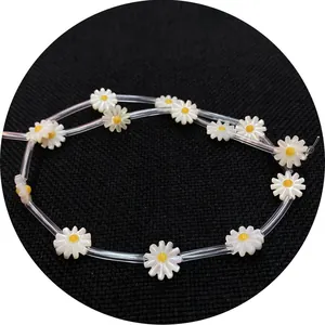 Natural shell sunflower daisy loose beads 10-12mm for DIY jewelry making and bracelets