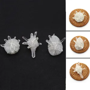 Natural Clear Quartz Crystal Cluster Hand Wrapped Wire Pendant Irregular Stone For DIY Necklace Jewelry Making Accessory