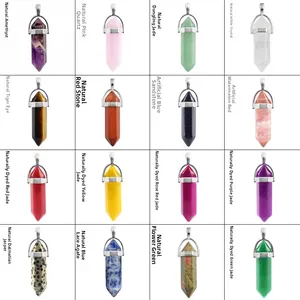 Aperçu de 16 variantes de pendentifs hexagonaux en cristal avec fermoirs en métal argenté