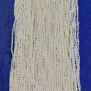 Fili di Perle d'Acqua Dolce Naturali a Forma di Riso 1,8-2,2 mm Perline Sciolte Bianche per Creazione di Gioielli Fai-da-te Collana Bracciale