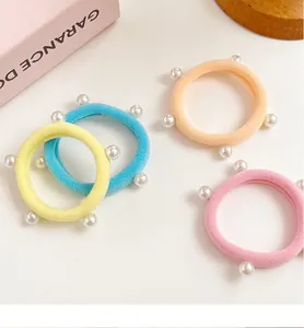 Détails d'élastiques à cheveux haute élasticité avec perles en rose, jaune, bleu et orange