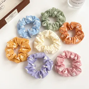 Korean Style Fresh Floral Fabric Scrunchies High Elasticity Sweet Hair Ties For Women Daily Ponytail Accessories