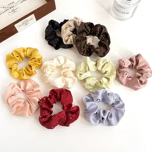 Chouchou en Satin avec Strass Style Français pour Femme Élastique à Cheveux Élégant Support de Queue de Cheval Accessoires Cheveux