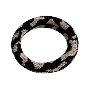 Checkerboard pattern high elasticity leopard print hair scrunchie for women