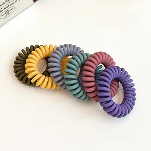 Lot de six élastiques spirale mats aux couleurs Morandi pour queue de cheval élastique