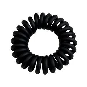 Élastique à cheveux spirale noir mat en résine pour coiffure queue de cheval sans traces