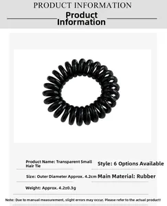 Detaillierte Größentabelle für schwarze Spiralhaargummis mit 4,2 cm Außendurchmesser