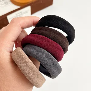 Élastiques à cheveux épais sans couture haute élasticité en kaki, gris et bordeaux