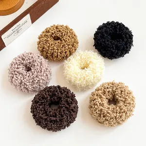 Women Thick High Elastic Plush Hair Scrunchies Faux Fur Solid Color Soft Hair Ties Durable Ponytail Holders Hair Accessories