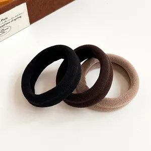 Lot de 3 chouchous épais sans couture en noir, marron foncé et couleur beige