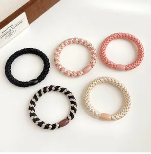 Détails des chouchous tressés multicolores à haute élasticité avec attaches lisses