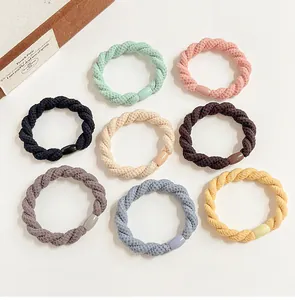 Détail de 8 élastiques à cheveux tressés haute élasticité en diverses couleurs pastel