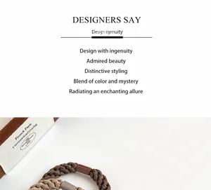 Macro detail of thick elastic braided hair ties in coffee and beige with resin buckle