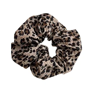 Coletero con estampado de leopardo vintage y alta elasticidad para peinados de coleta