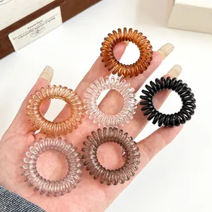 6er-Set bunte Spiral-Haargummis in Telefonkabel-Optik für Pferdeschwänze und Zöpfe