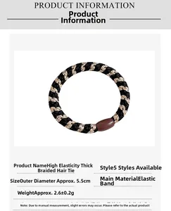 Détail de l'élastique tressé avec un diamètre de 5,5 cm et une texture en fil doré
