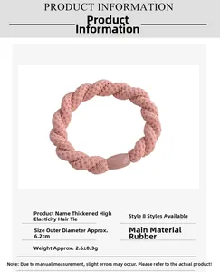 Élastique à cheveux rose haute élasticité avec texture torsadée et diamètre 6,2 cm
